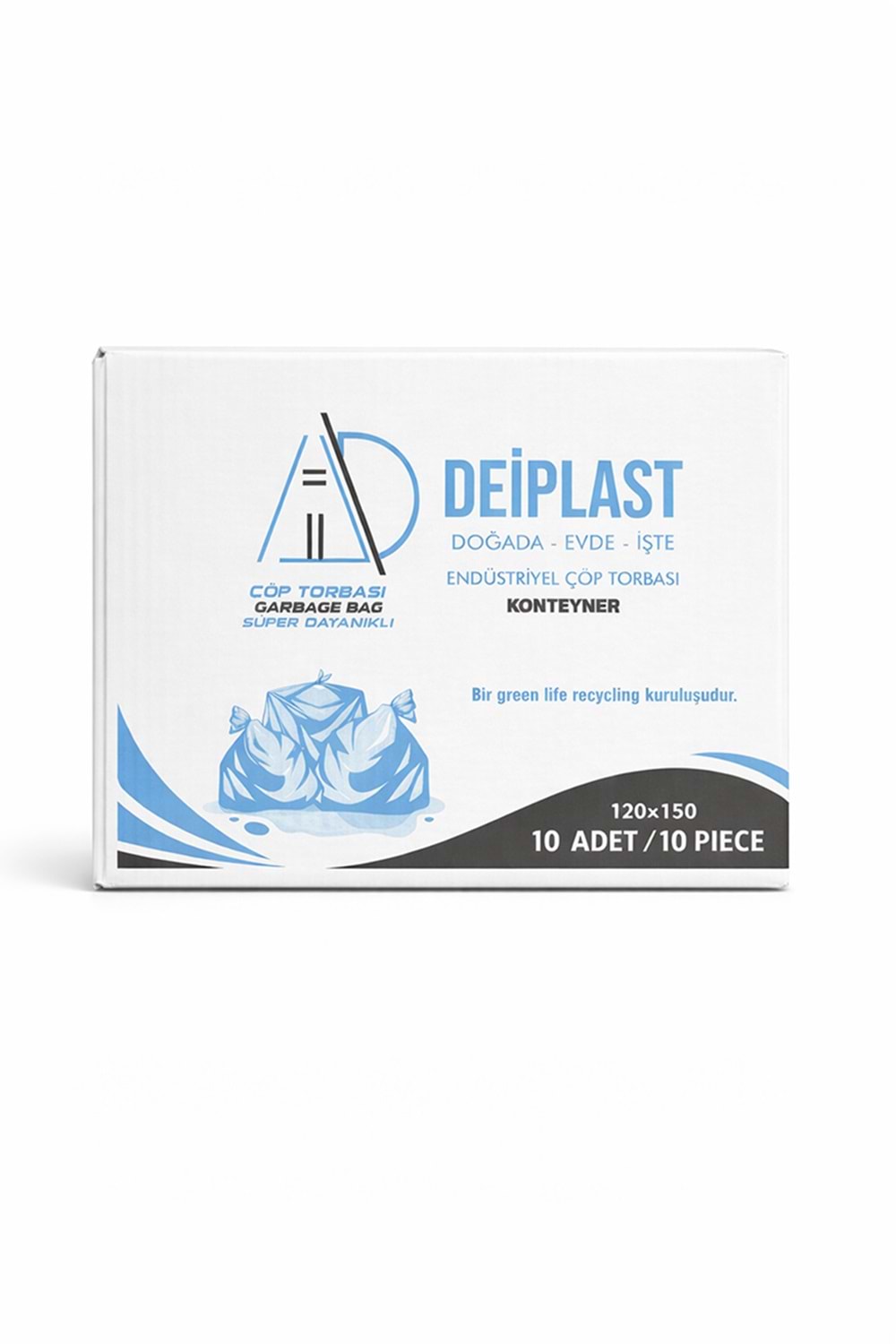 120*150 Konteyner Boy 800 Gr Çöp Poşeti Siyah 10 Ad.