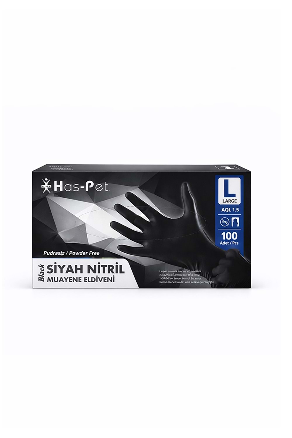 Has-Pet Nitril Siyah Eldiven Large 100Lü*20 Pk