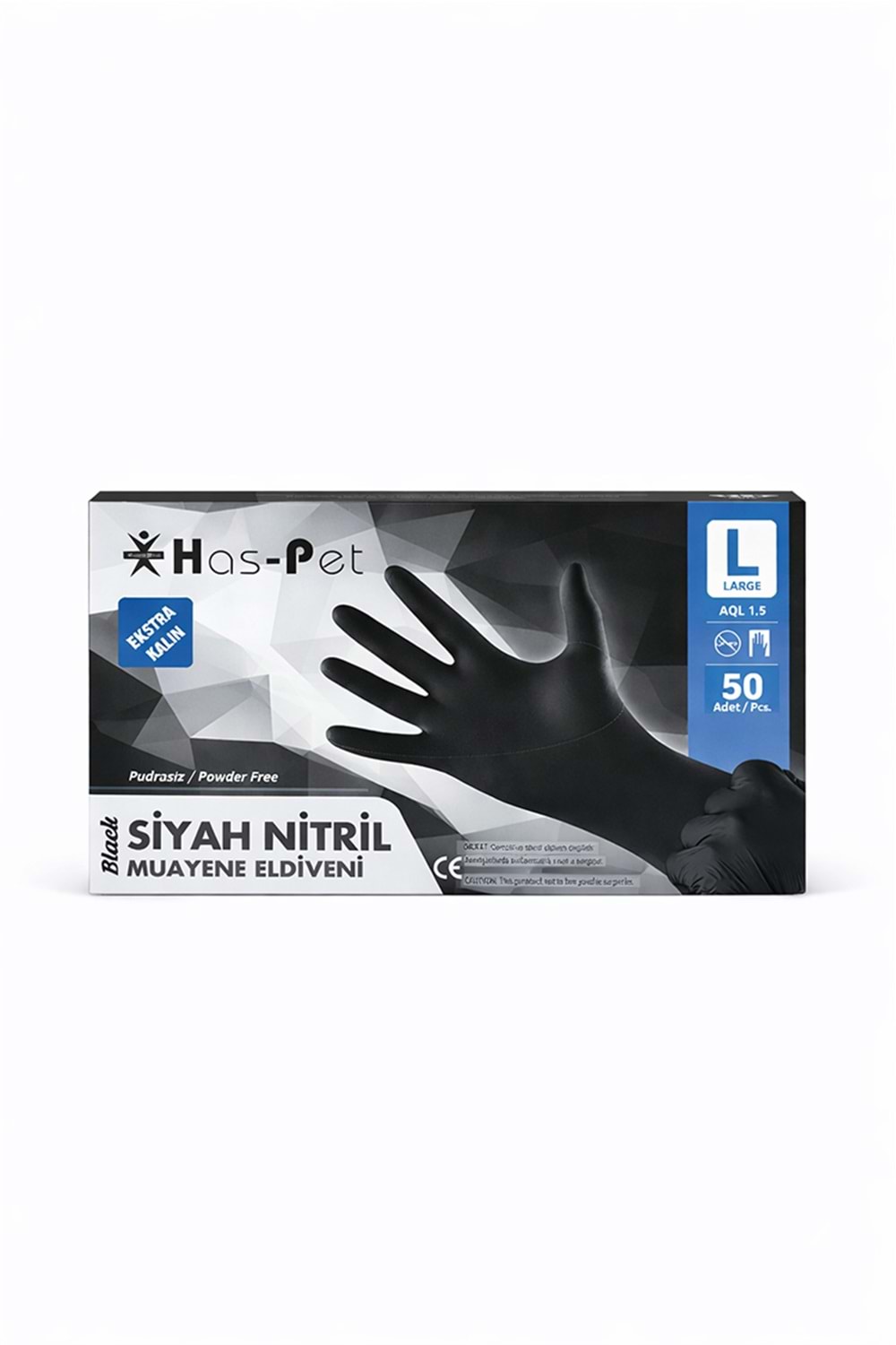 Has-Pet Nitril Kalın Siyah Eldiven Large 50Li*20 Pk