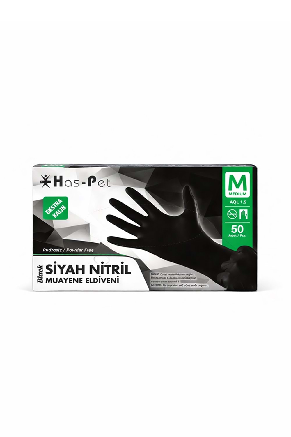Has-Pet Nitril Kalın Siyah Eldiven Medium 50Li*20 Pk