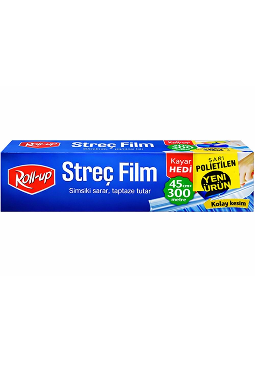Rollup Sarı P.Etilen Strech Film 45*300Mt 8Mc Kayar Bıçak 12 Ad.