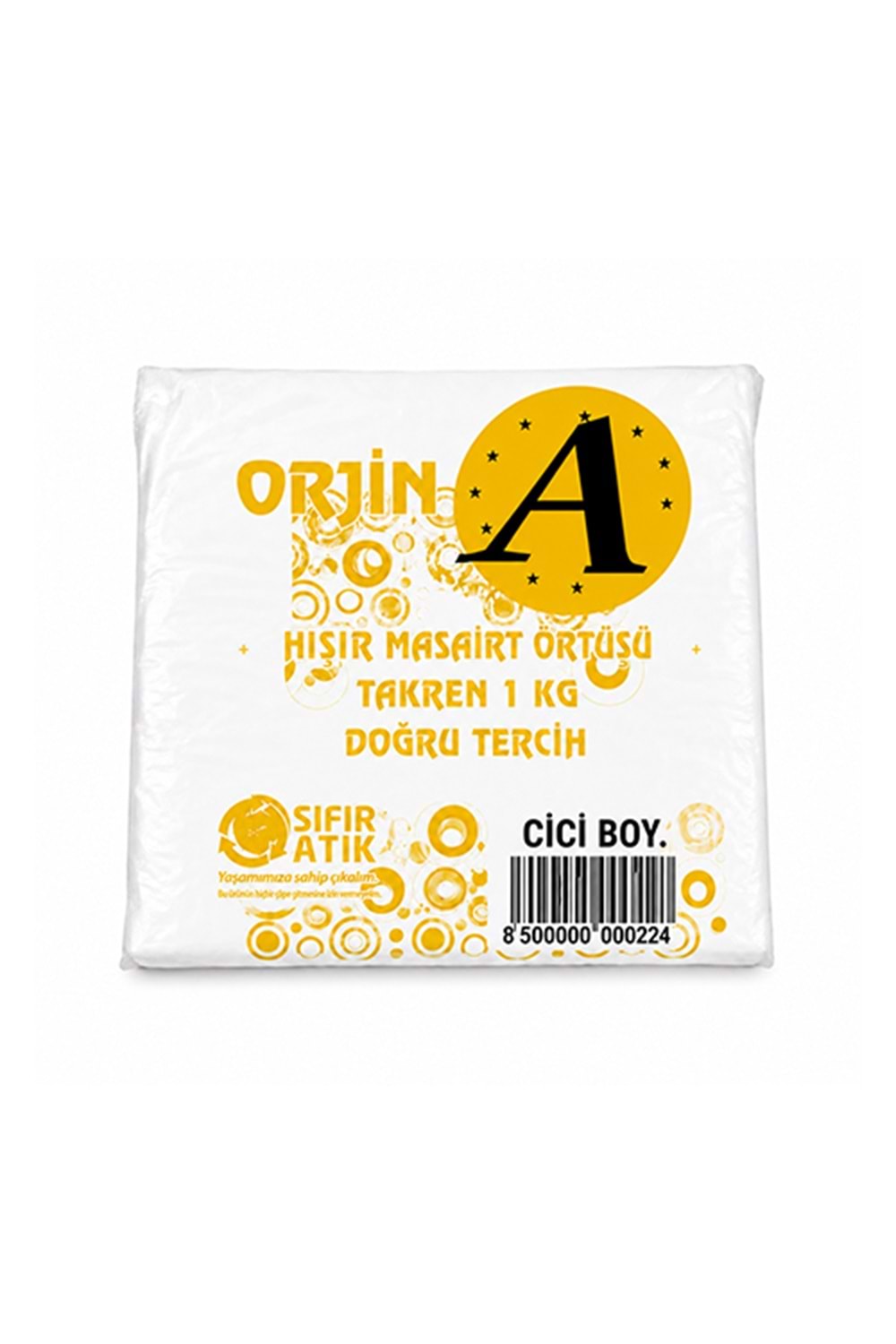 ORJİN BASKILI BÜCÜR BOY KALSİTLİ HIŞIR POŞET 10 KG