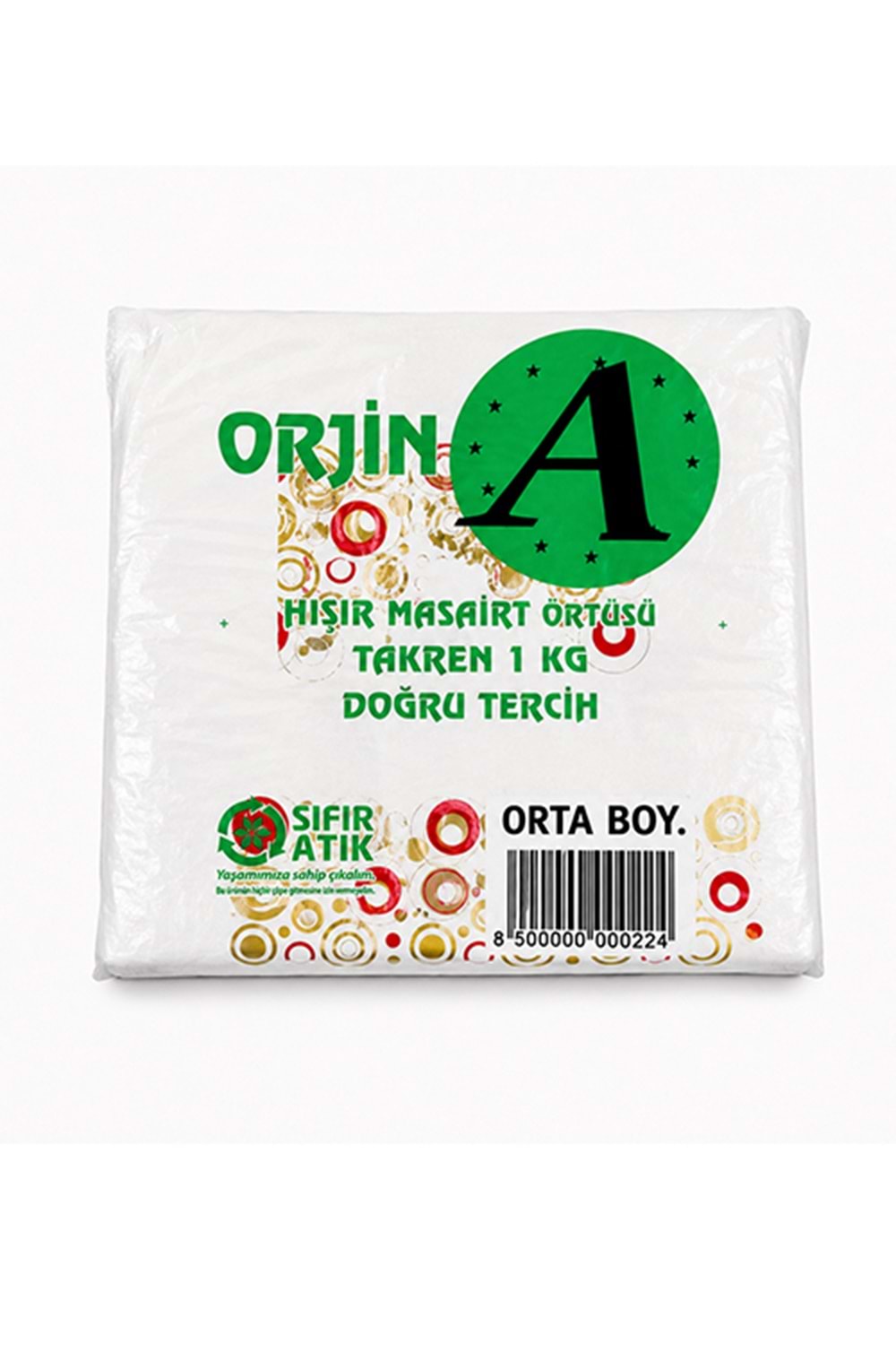 ORJİN BASKILI ORTA BOY KALSİTLİ HIŞIR POŞET 10 KG