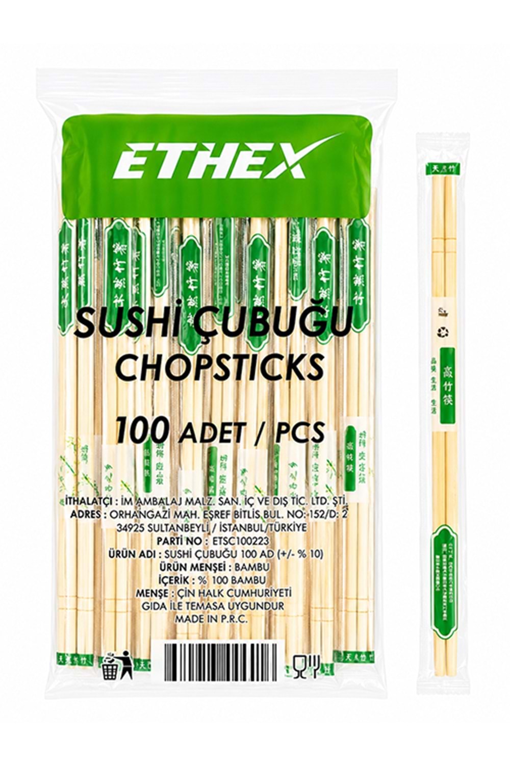 Ethex Çin Çubuğu 22 Cm 100*20 Pk.