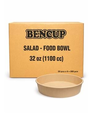 Bencup 1100 Cc (32 Oz) Kraft Salata Kasesi 50*6 Pk.