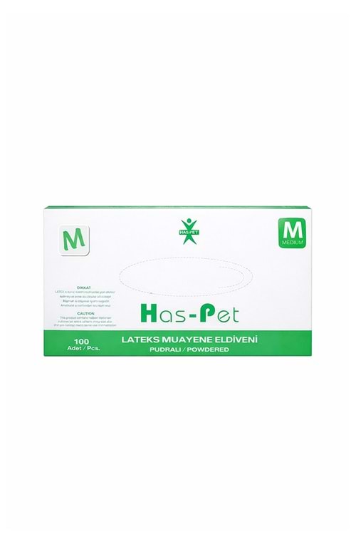 Has-Pet Latex Pudralı Eldiven Medium 100Lü*20 Pk