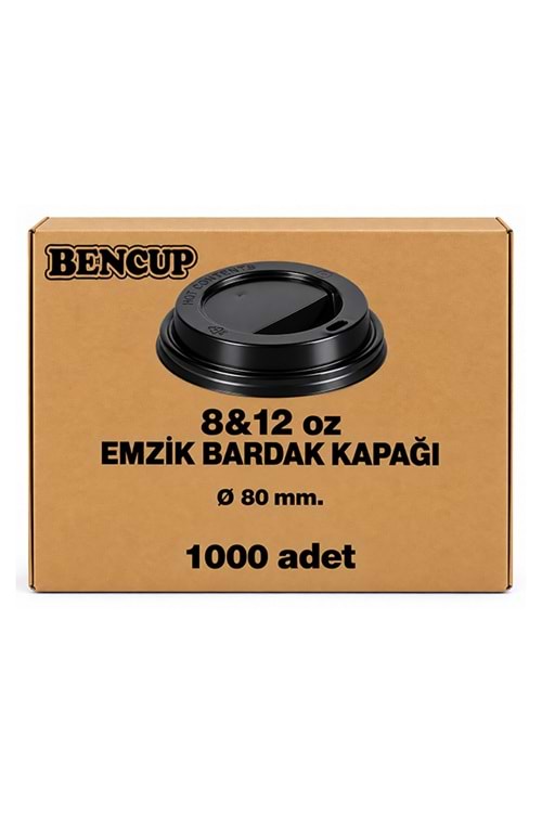 Bencup 8 Oz-12 Oz Siyah Kapak 1000 Ad.