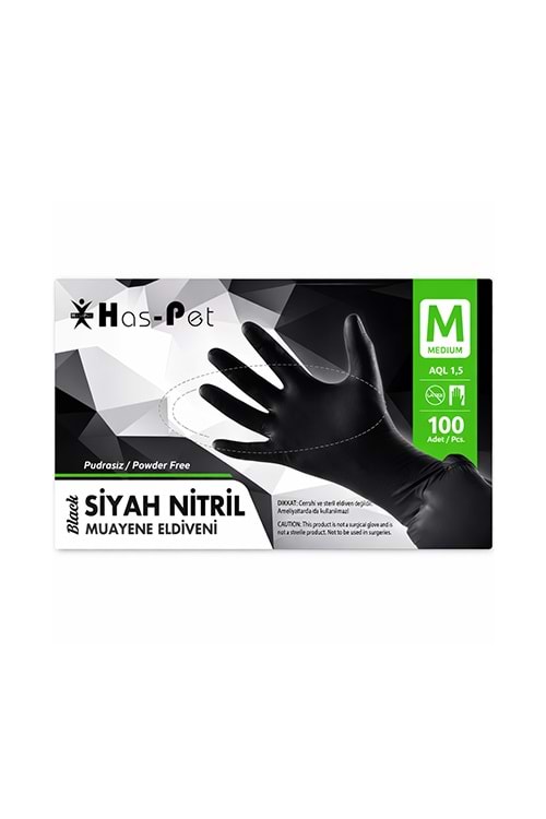Has-Pet Nitril Siyah Eldiven Medium 100Lü*20 Pk