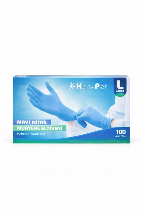 Has-Pet Nitril Mavi Eldiven Large 100Lü*20 Pk