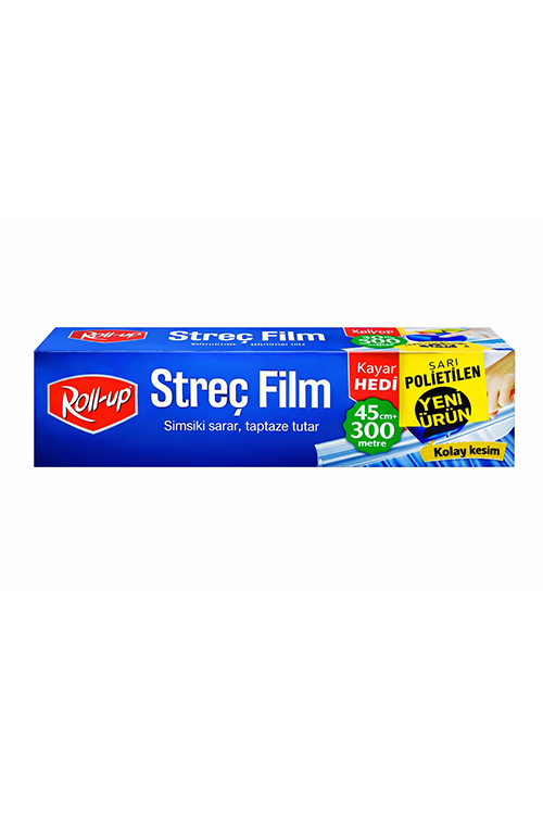 Rollup Sarı P.Etilen Strech Film 45*300Mt 8Mc Kayar Bıçak 12 Ad.