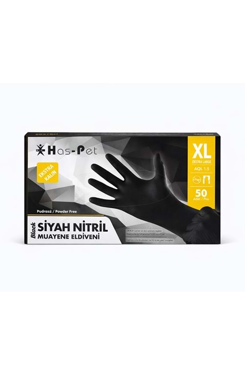 Has-Pet Nitril Kalın Siyah Eldiven X-Large 50Li*20 Pk