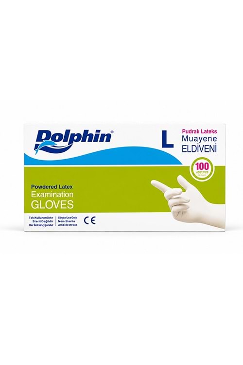 Dolphin Latex Pudralı Eldiven Large 100Lü*20 Pk