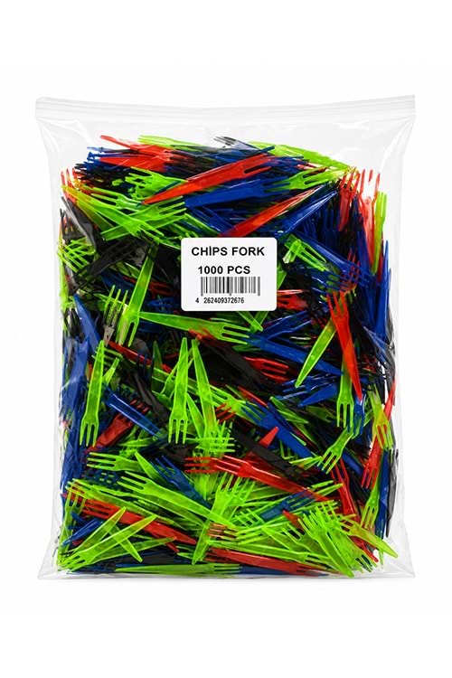 Plastik Cips Çatal(3 Dişli) Renkli 1000*10 Pk.