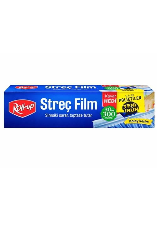 Rollup Sarı P.Etilen Strech Film 30*300Mt 8Mc Kayar Bıçak 16 Ad.