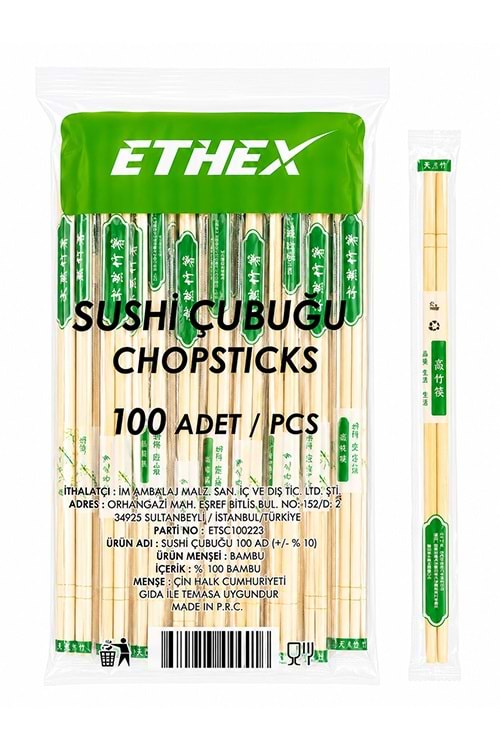 Ethex Çin Çubuğu 22 Cm 100*20 Pk.