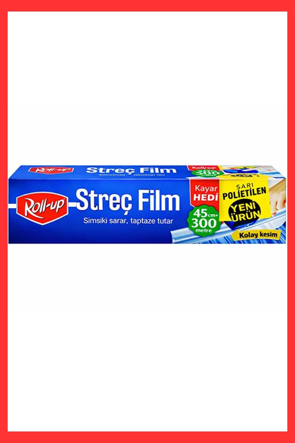 Rollup Sarı P.Etilen Strech Film 45*300Mt 8Mc Kayar Bıçak 12 Ad.