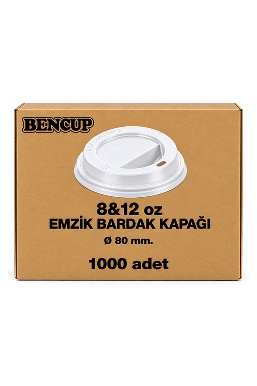 Bencup 8 Oz-12 Oz Beyaz Kapak 1000 Ad.