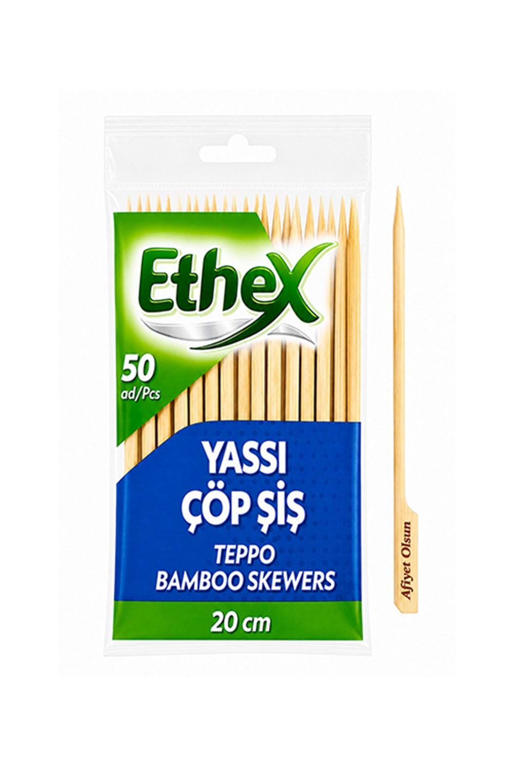 Ethex Çöp Şiş Yassı 20 Cm 50Li*100 Pk.